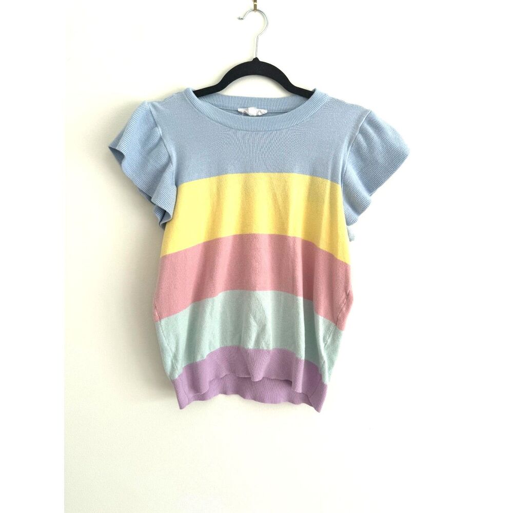 Thml Soft Multicolor Rainbow Flutter Sleeve Sweat… - image 1